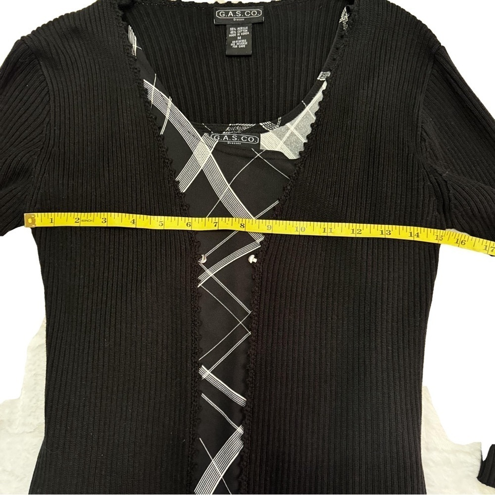 GAS.CO Black & White Abstract Dress with Black Sweater Shrug Set Size M NEW - Picture 8 of 15